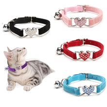 Load image into Gallery viewer, Heart Charm and Bell Cat Collar