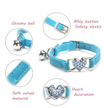 Load image into Gallery viewer, Heart Charm and Bell Cat Collar